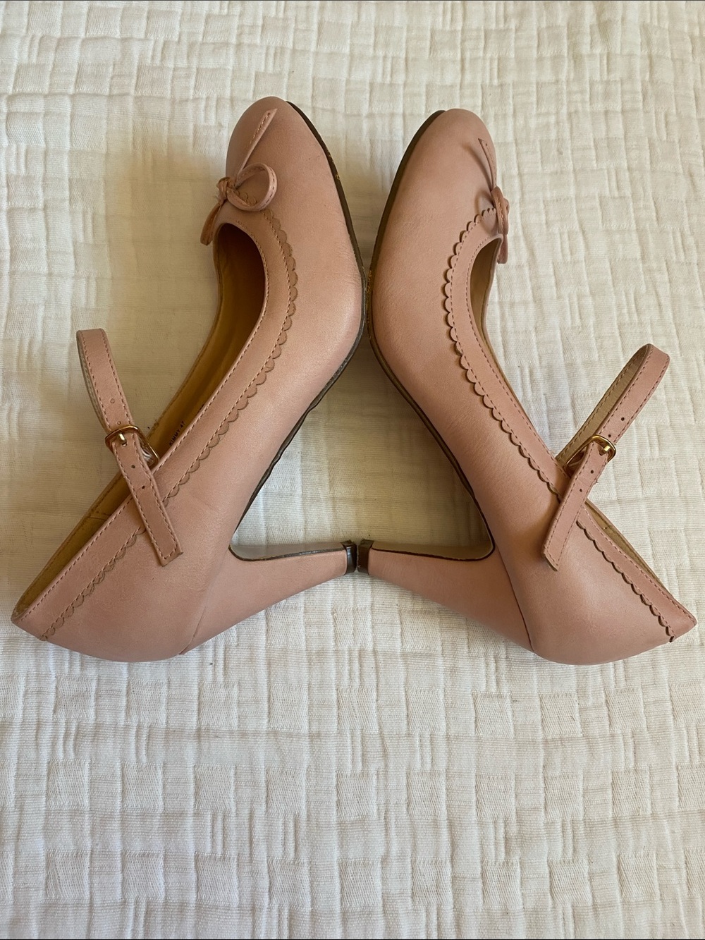 CHASE + CHLOE Blush Pink Mary Jane Heels with Bow Accent - Picture 4 of 8